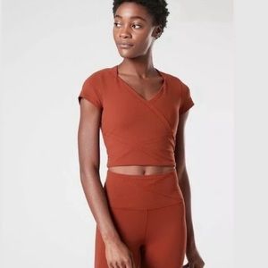 Athleta It’s a Wrap rust crop to